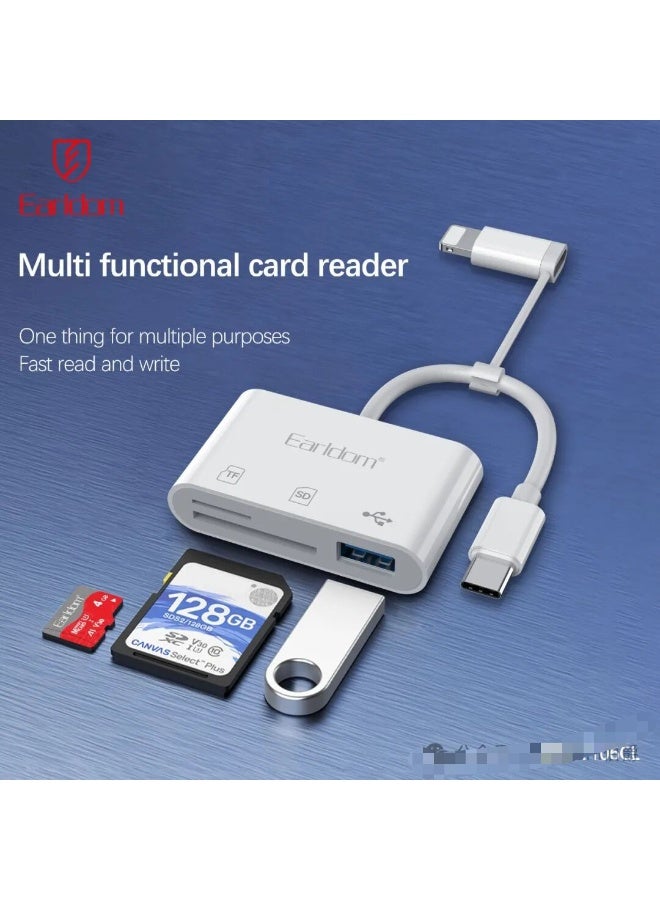 Earldom Compatible with Earldom 4 in 1 OTG Converter USB-C & 8-Pin Lightning Card Reader Adapter – TF/SD/USB Interface for Laptop, Phone & Tablet - Image 2