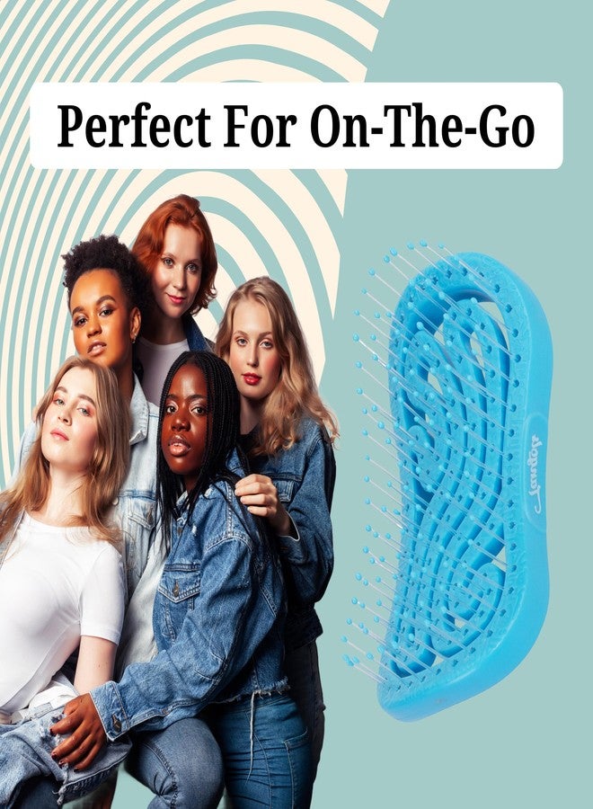Farenheit Tangols Double Curved Detangler Hair Brush-100% Bio-Friendly Detangler Hair Brush w/Ultra-Soft Anti Knot Nylon Bristles for all Hair Types, Unisex Adults, Kids (Blue) - Image 4
