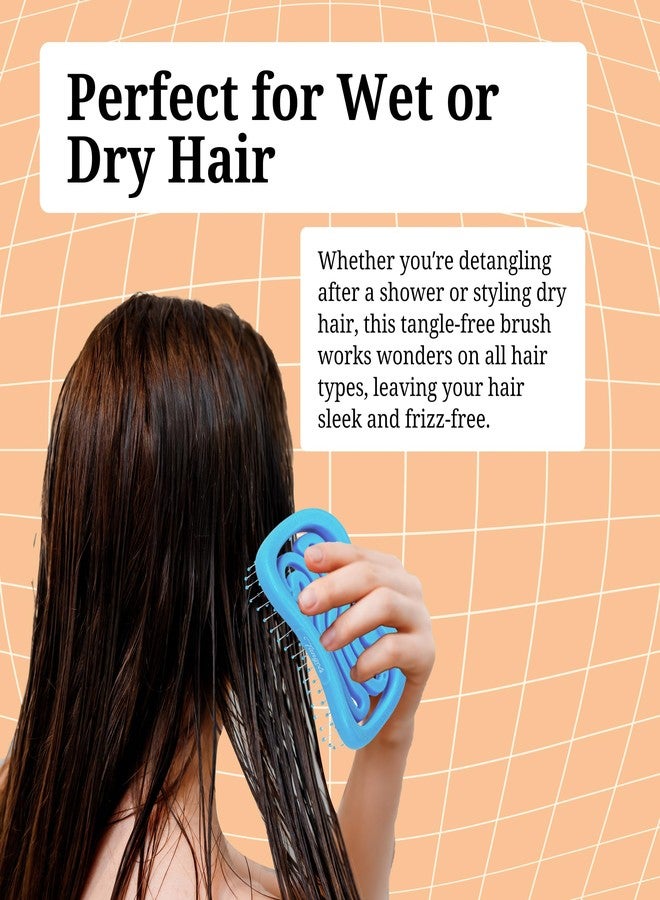 Farenheit Tangols Double Curved Detangler Hair Brush-100% Bio-Friendly Detangler Hair Brush w/Ultra-Soft Anti Knot Nylon Bristles for all Hair Types, Unisex Adults, Kids (Blue) - Image 5