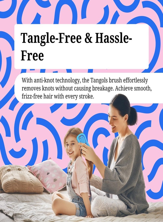 Farenheit Tangols Double Curved Detangler Hair Brush-100% Bio-Friendly Detangler Hair Brush w/Ultra-Soft Anti Knot Nylon Bristles for all Hair Types, Unisex Adults, Kids (Blue) - Image 3