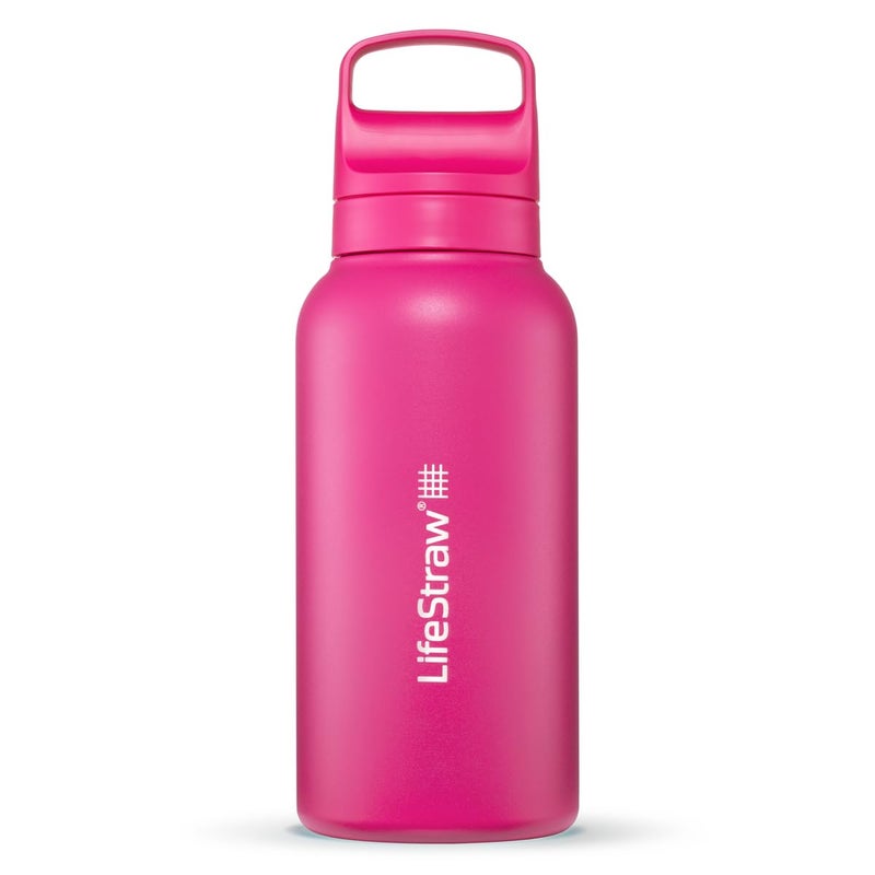 LifeStraw Go Series - Insulated Stainless Steel Water Filter Bottle for Travel and Everyday Use  Removes Bacteria  Parasites and Microplastics  Improves Taste  1L Orchid Pink - Image 1
