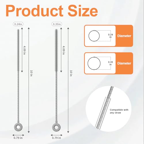 YOTIME Silicone Straw Cleaner Brush, 2 Pcs Reusable Straw Brush(6mm+9mm) for Cleaning Narrow & Wide Straws, Tumblers, Gray - Image 2