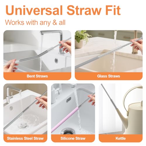 YOTIME Silicone Straw Cleaner Brush, 2 Pcs Reusable Straw Brush(6mm+9mm) for Cleaning Narrow & Wide Straws, Tumblers, Gray - Image 5