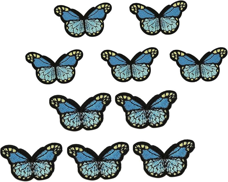 رقعة حديدية على شكل فراشة زرقاء 10 قطع تطريز تطبيق لملابس سترات جينس حقيبة - Image 1