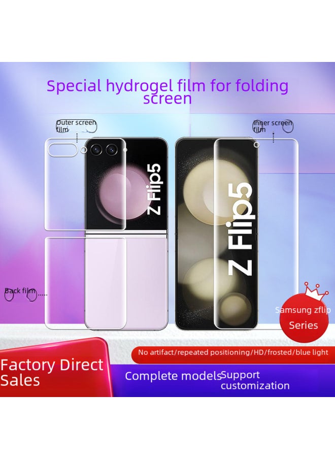 Generic Galaxyz Flip543 Screen Protector Foldable Screen Water Drop Film Tpu Anti-scratch Anti-fingerprint Soft Film-Color:Positioning Paste High-definition Hydraulic Film (side Film)-Dimensions:Samsung Z Flip5/w24flip (bare Film)  - Image 2