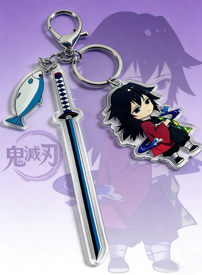 سلسلة مفاتيح سيف نيتشيرين من أنمي قاتل الشياطين، قلادة توميوكا غيو، مناسبة للهواتف والحقائب ومفاتيح السيارات، هدية مثالية لهواة جمع التذكارات - Image 4