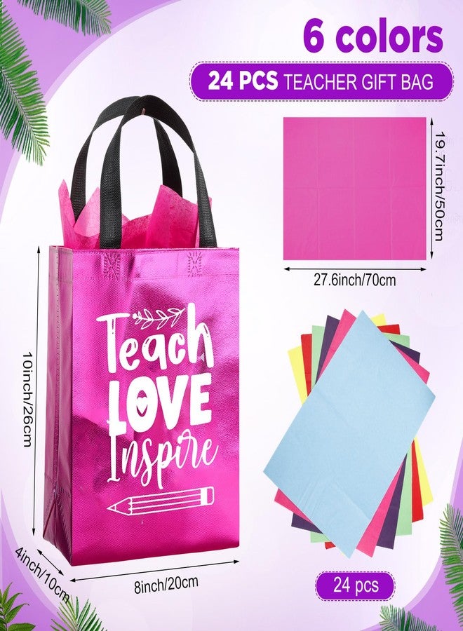 Tellingyou 24 Pieces Teacher Appreciation Gift Bags Reusable End of Year & Thank You Gift Bags with Tissues for Teacher Appreciation Week Graduation Retirement - Image 2