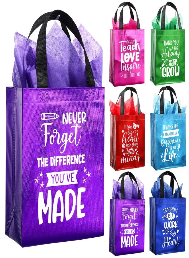 Tellingyou 24 Pieces Teacher Appreciation Gift Bags Reusable End of Year & Thank You Gift Bags with Tissues for Teacher Appreciation Week Graduation Retirement - Image 1