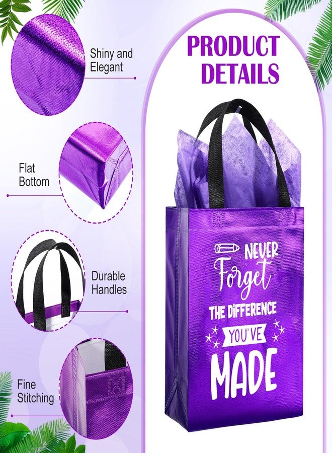 Tellingyou 24 Pieces Teacher Appreciation Gift Bags Reusable End of Year & Thank You Gift Bags with Tissues for Teacher Appreciation Week Graduation Retirement - Image 3