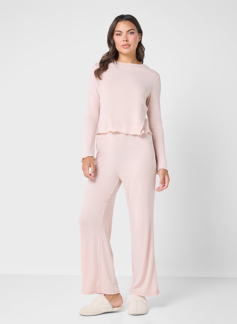 جينجر طقم استرخاء بأكمام طويلة مضلع - Image 1