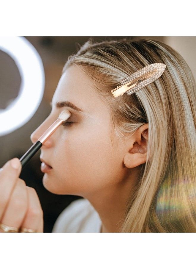 MagicSky - 8Pcs No Crease Hair Clips Rhinestone No Bend Flat Styling Clip Bling Diamond Metal Curl Pins Bang Creaseless Duckbillbarrettes For Makeup Hairstyle Tool For Women Girlssilver Gold Black - Image 1