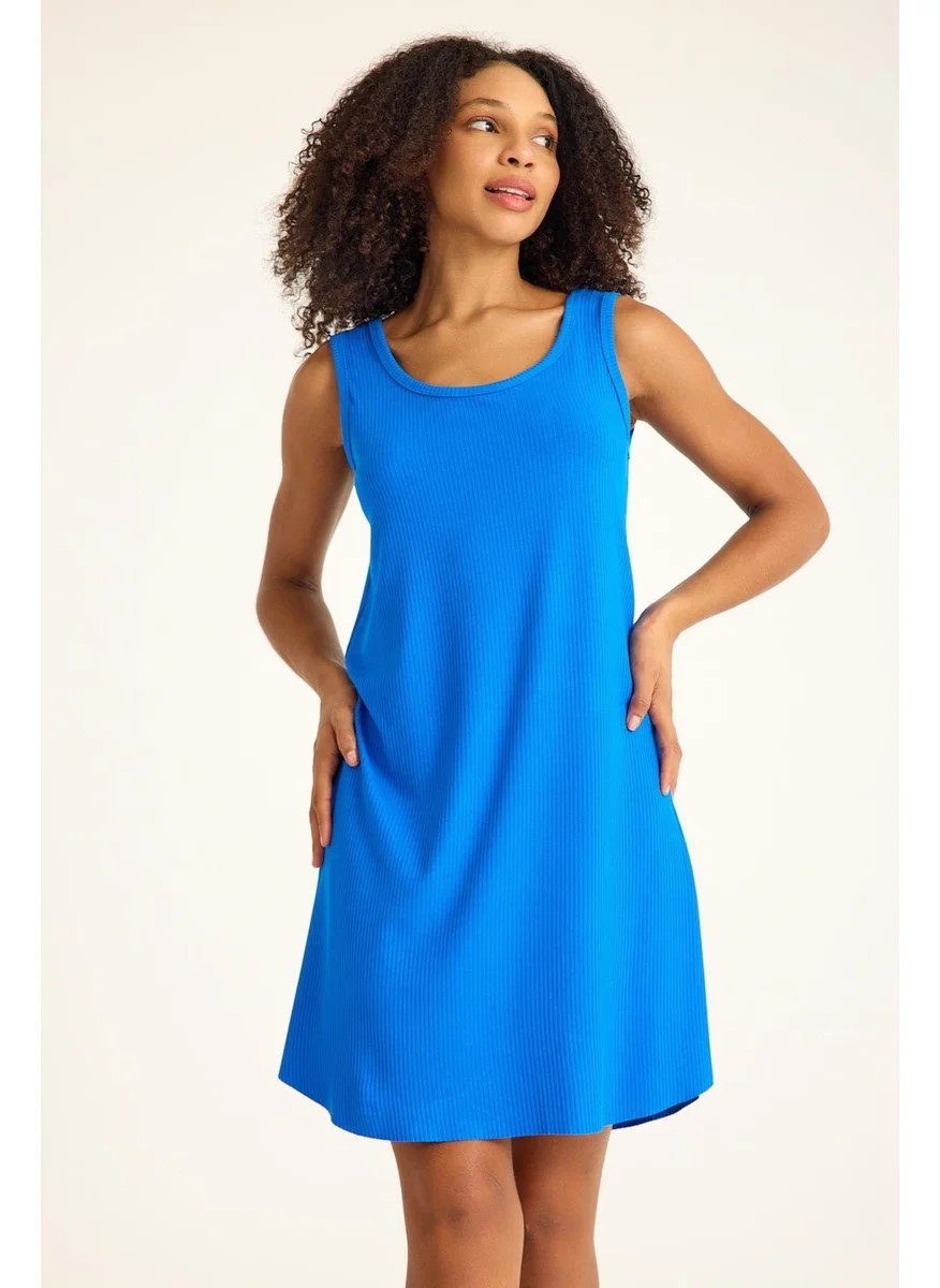 كوتن كونسيبت Square Neck Ribbed and Strappy Midi Dress