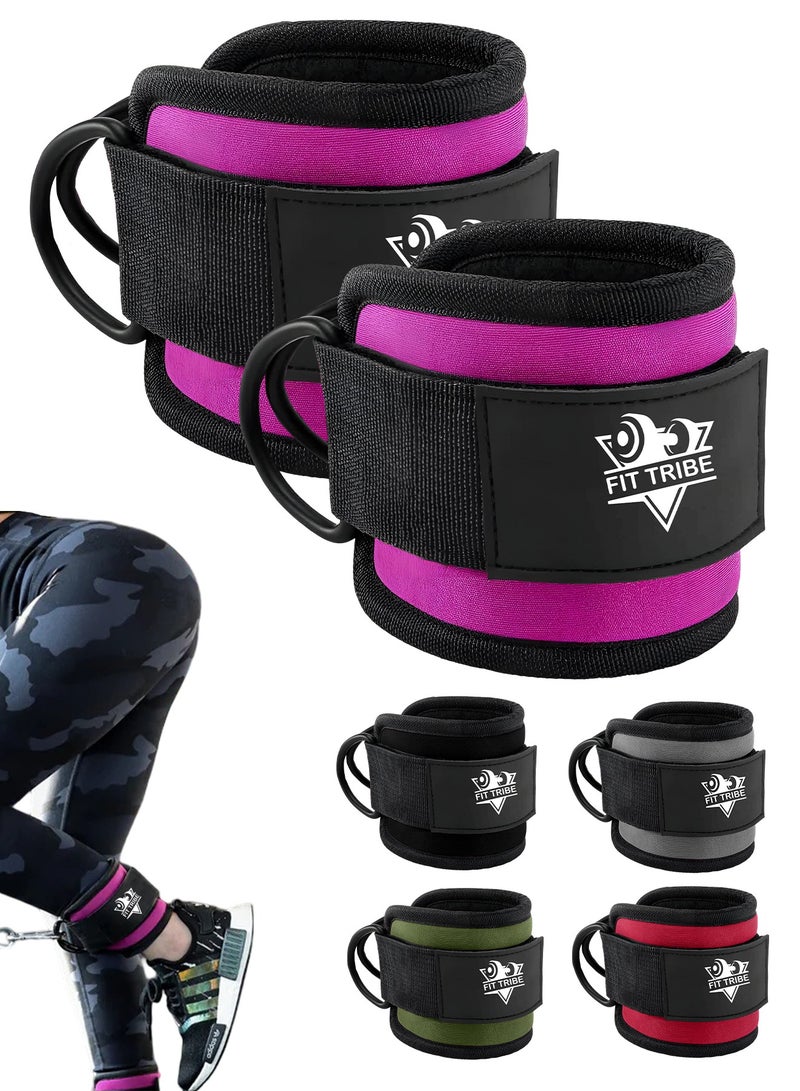 FIT TRIBE Ankle Straps for Cable Machine 2pcs - Kickback Straps For Leg & Glute Workouts - Durable, Adjustable Leg Strap for Strengthening Hamstrings, Thighs, and Calves - Perfect for Resistance Training & Gym Exercises (Pink) - Image 1