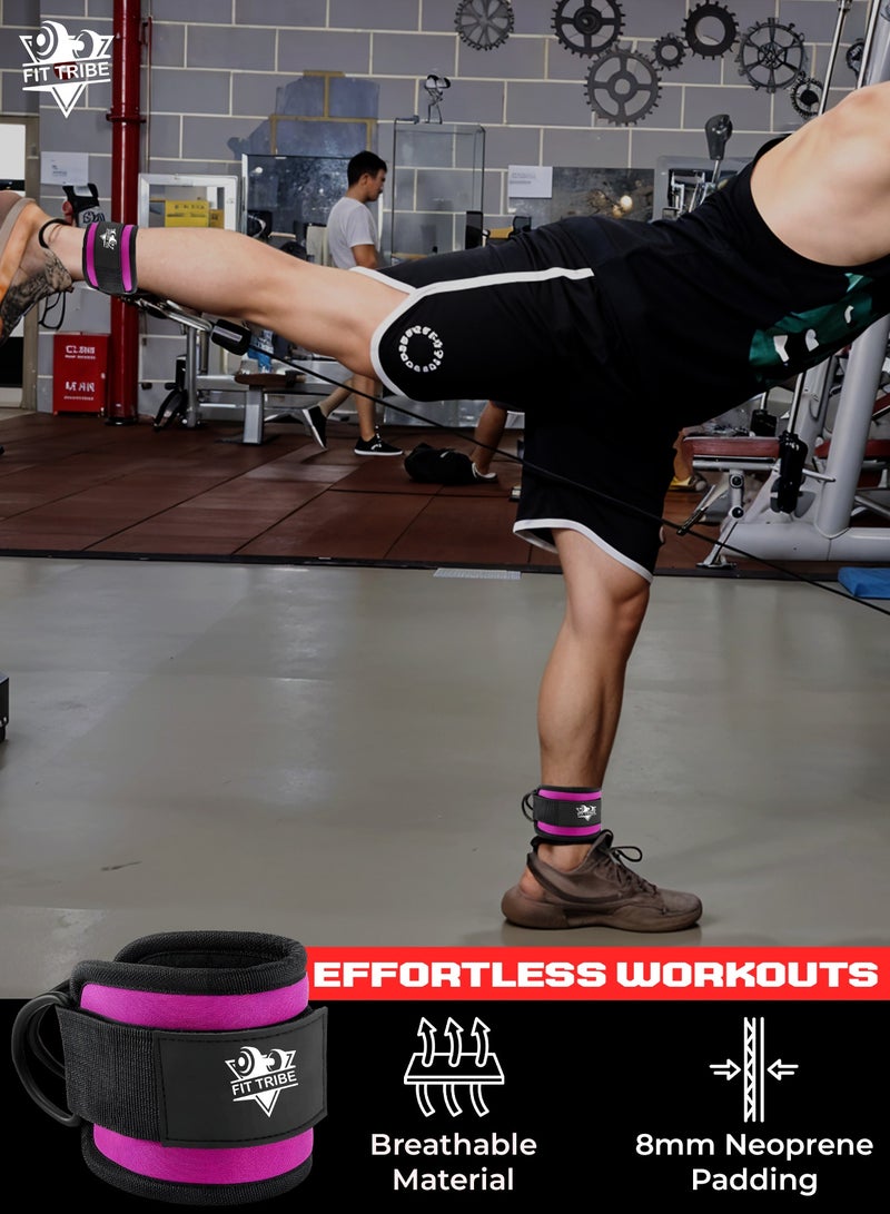 FIT TRIBE Ankle Straps for Cable Machine 2pcs - Kickback Straps For Leg & Glute Workouts - Durable, Adjustable Leg Strap for Strengthening Hamstrings, Thighs, and Calves - Perfect for Resistance Training & Gym Exercises (Pink) - Image 5