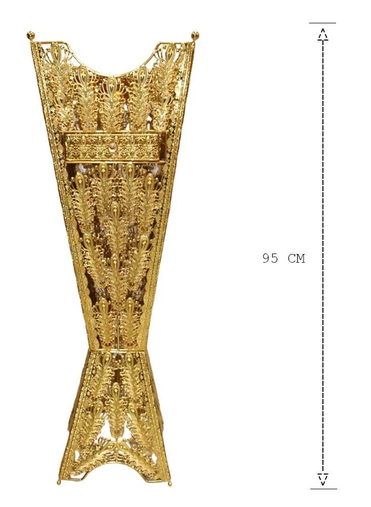 بخور بوسيدين Bakhoor BoSidin - Large Size Bukhoor Incense Burner with Drawer 96 cm tall Durable Oud Holder Charcoal Censer Gold - Image 4