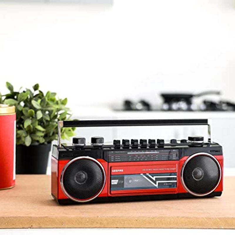 مسجل كاسيت راديو محمول مع USB/SD/MP3/BT، تسجيل ميكروفون مدمج، وظيفة الإيقاف التلقائي، غطاء بلاستيكي أسود للاستخدام في المنزل/السيارة - Image 5