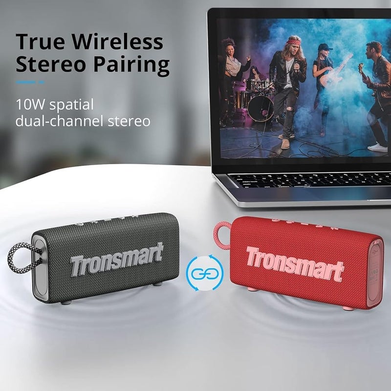Tronsmart Portable Bluetooth Speaker, Trip Mini Speaker with Bluetooth 5.3, 20H Playtime, AUX, Mic, IPX7 Waterproof Speakers, Wireless Outdoor Speakers for Beach and Bike Travel - Red - Image 2