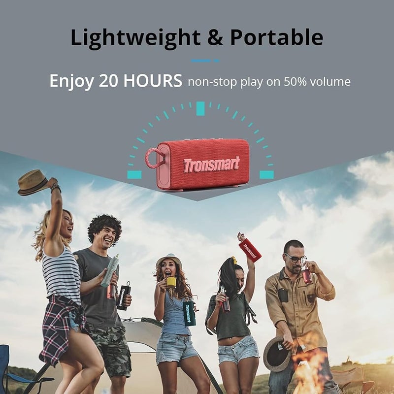 Tronsmart Portable Bluetooth Speaker, Trip Mini Speaker with Bluetooth 5.3, 20H Playtime, AUX, Mic, IPX7 Waterproof Speakers, Wireless Outdoor Speakers for Beach and Bike Travel - Red - Image 4