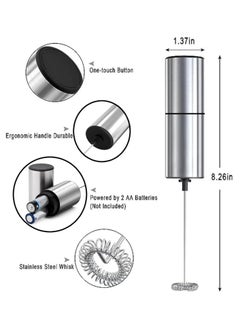 MIZAJIC Handheld Milk Frother Electric Battery Operated Foam Maker with Stainless Steel Whisk Mini Hand Mixer for Coffee Latte Cappuccino Hot Chocolate (Silver)  - Image 2