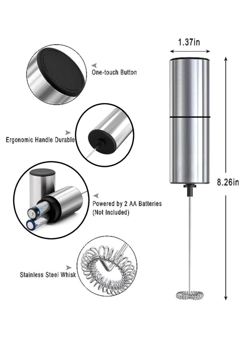 MIZAJIC Handheld Milk Frother Electric Battery Operated Foam Maker with Stainless Steel Whisk Mini Hand Mixer for Coffee Latte Cappuccino Hot Chocolate (Silver)  - Image 2