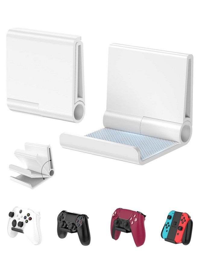6 أيه إم لايف ستايل عبوات من حامل وحدة التحكم القابل للطي على الحائط لجهاز Xbox Ps5 Ps4 Ps3 Switch Pro لاصق قوي/برغي خطاف تعليق مع وسادة مضادة للانزلاق ملحقات الألعاب العالمية عن بعد، أبيض - Image 1