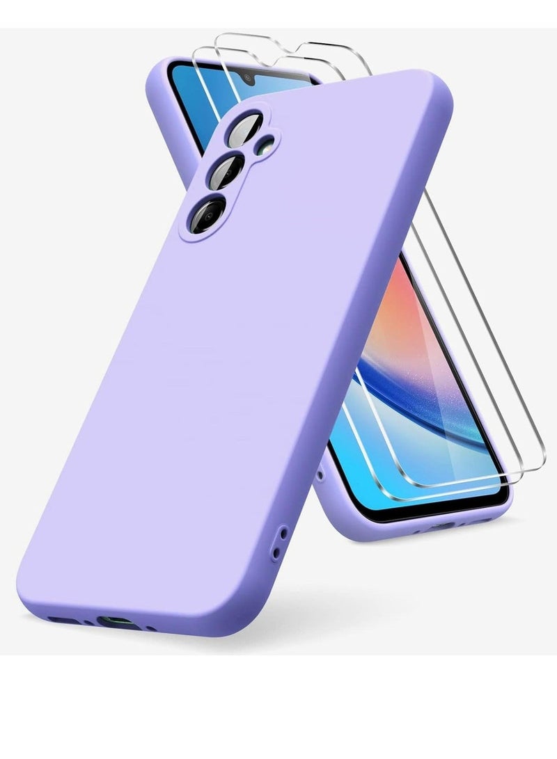 ELTRAZONE ELTRAZONE Case Compatible with Samsung Galaxy A54 5G - Soft TPU Liquid Silicone Cover with Shockproof Rubber and 2 Tempered Glass Protective Films (Purple)