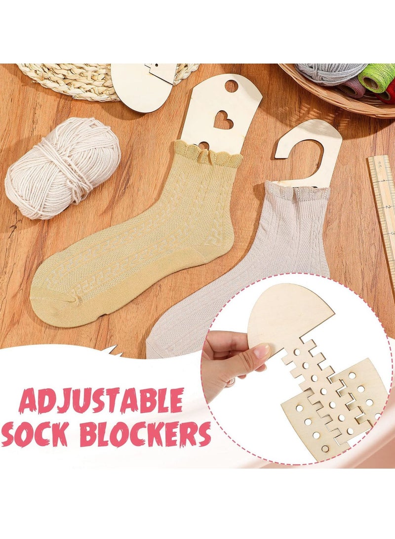 SYOSI SYOSI Wooden Sock Blockers for Knitting, Adjustable Sock Blocker for Knitting Crochet Stocking Display Molds Knit Sock Form Stretchers (4 Pieces)  - Image 3