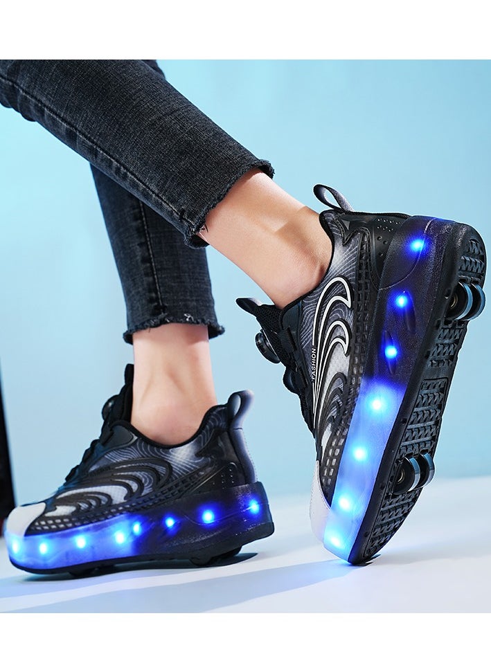 LITTLE ROCKZ Double Wheel LED Flash Light Fashion Shiny Sneaker Skate Heelys Shoes With Lightning Sole  - Image 5