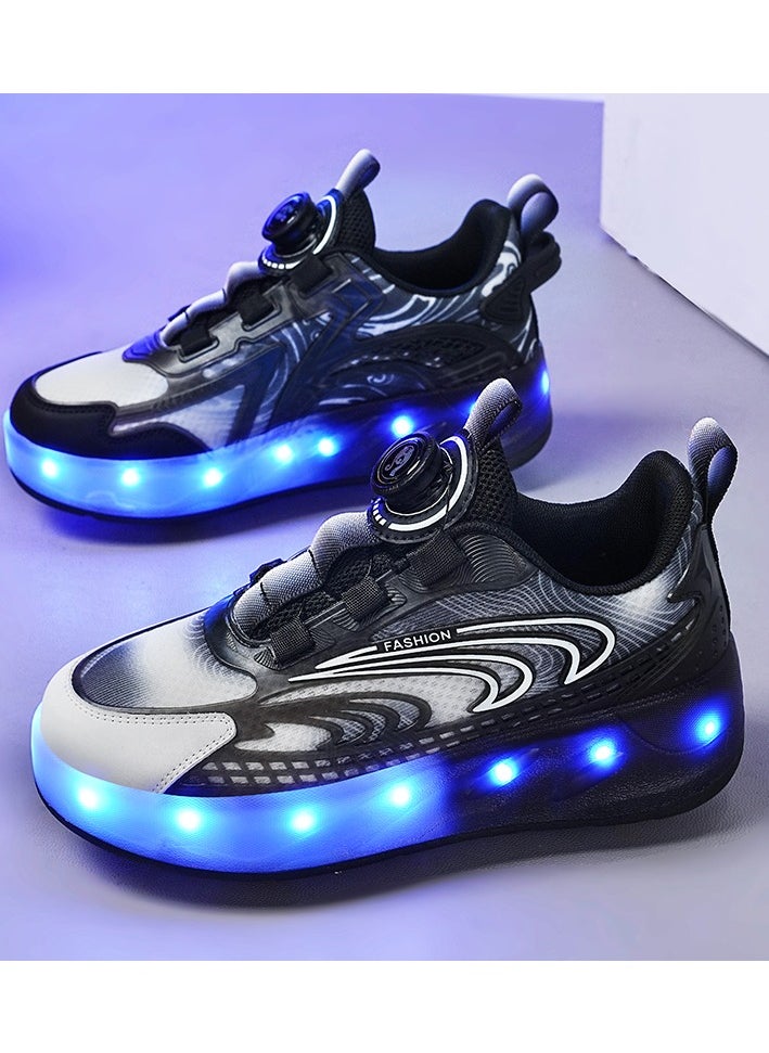 LITTLE ROCKZ Double Wheel LED Flash Light Fashion Shiny Sneaker Skate Heelys Shoes With Lightning Sole  - Image 4