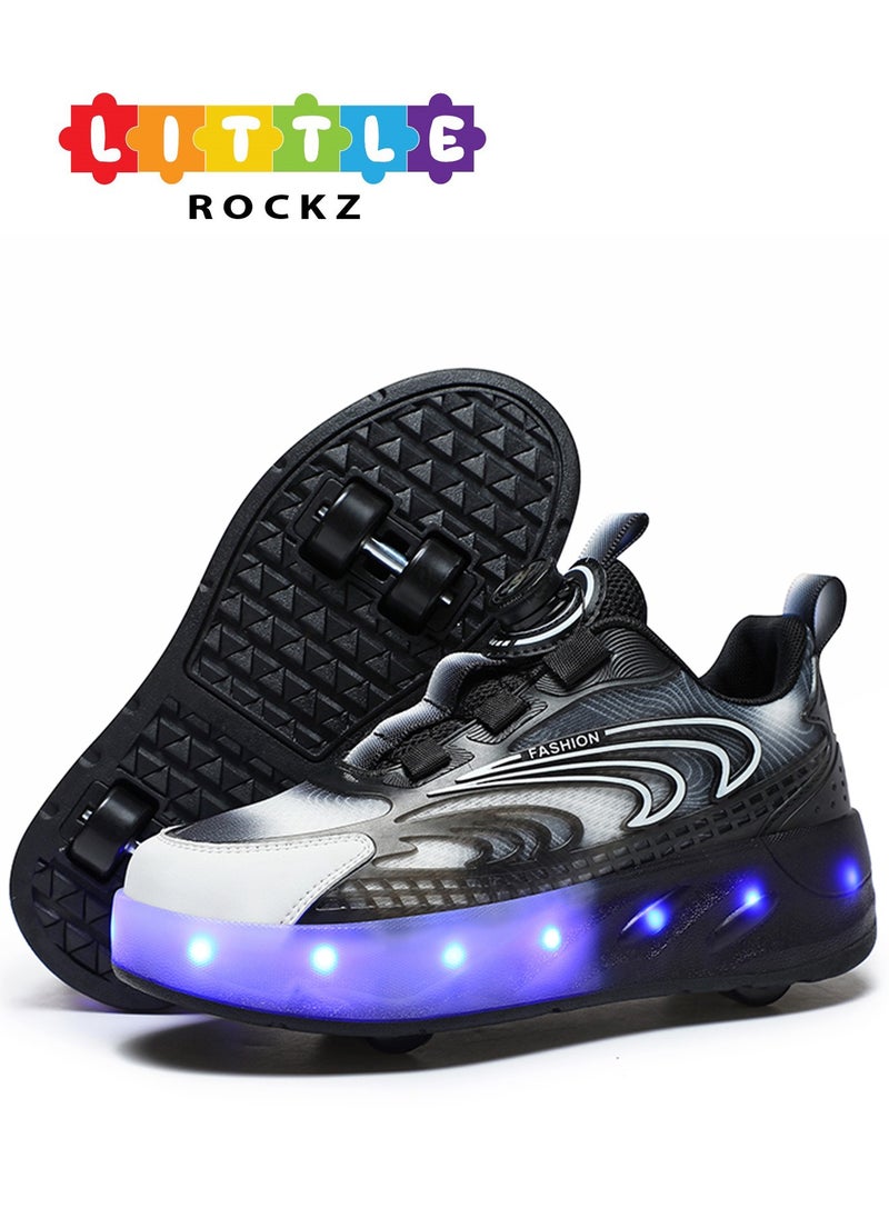 LITTLE ROCKZ Double Wheel LED Flash Light Fashion Shiny Sneaker Skate Heelys Shoes With Lightning Sole  - Image 1