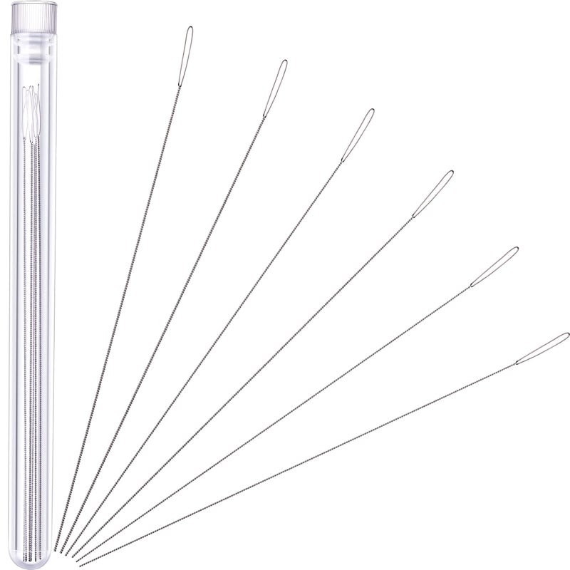 Chuangdi Beading Needles 6 Pieces Stainless Steel Needle Large Big Eye Collapsible Embroidery Beading Needle Thread Sewing Bottle, Assorted Size - Image 1
