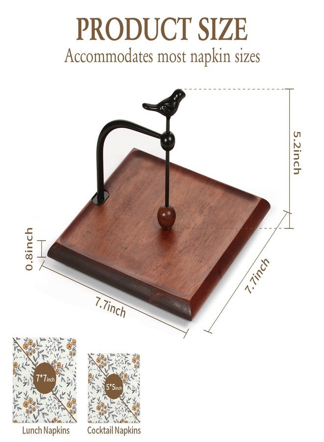 biroris Square Napkin Holder for Table with Acacia Wood Base & Weighted Arm, Fits Most Napkins and Paper Towels, Multi-Use in Kitchen, Restaurant, Hotel, Cafe, Bar - Image 2
