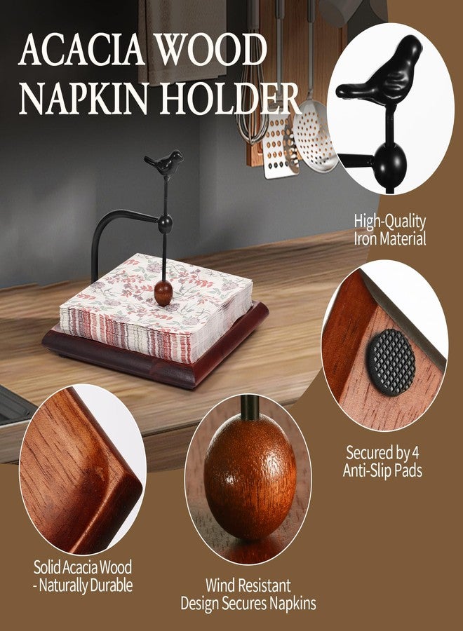 biroris Square Napkin Holder for Table with Acacia Wood Base & Weighted Arm, Fits Most Napkins and Paper Towels, Multi-Use in Kitchen, Restaurant, Hotel, Cafe, Bar - Image 3