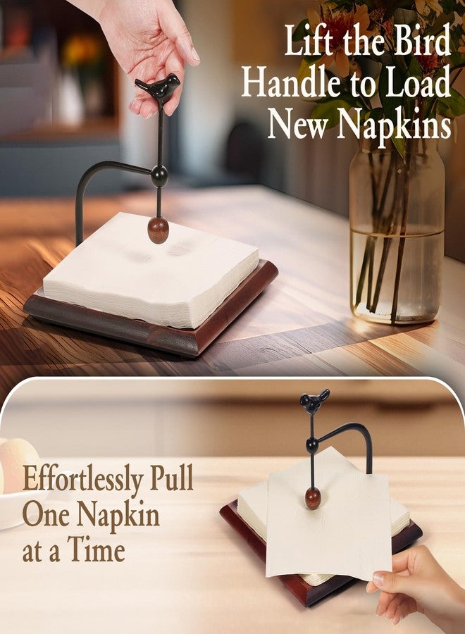 biroris Square Napkin Holder for Table with Acacia Wood Base & Weighted Arm, Fits Most Napkins and Paper Towels, Multi-Use in Kitchen, Restaurant, Hotel, Cafe, Bar - Image 4