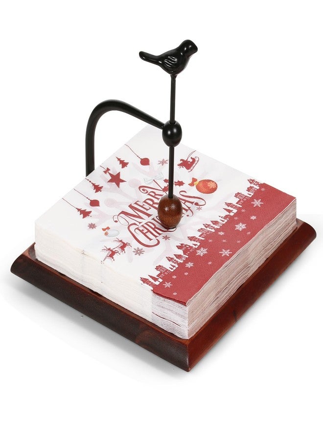 biroris Square Napkin Holder for Table with Acacia Wood Base & Weighted Arm, Fits Most Napkins and Paper Towels, Multi-Use in Kitchen, Restaurant, Hotel, Cafe, Bar - Image 1