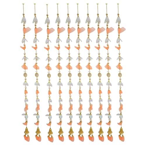 SHAKTISM Pom Pom Door Toran Latkan Hanging, 4.4 Feet, Traditional Indian Decorative Set of 2 Pairs, Golden Beads, Mirror and Bells (Orange) - Image 5