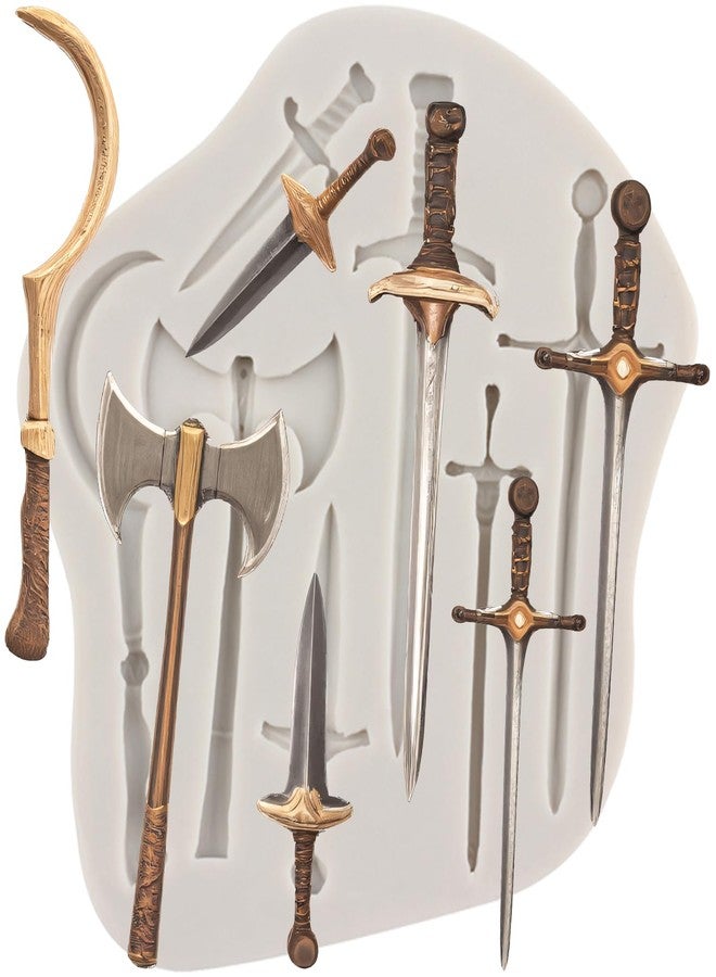 YANQINMS Sword Silicone Mold Axe Fondant Mold For Sugar Cake Decorating Cupcake Topper Chocolate Gum Paste Candy Polymer Clay - Image 1