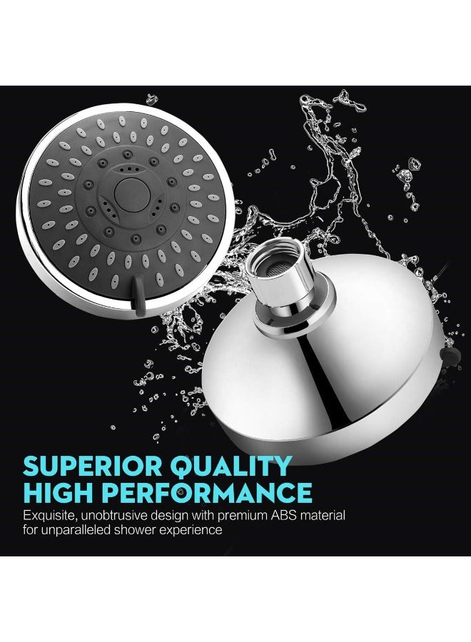 High Pressure Shower Head 5 Settings Fixed Showerhead 4 Inch High Flow Bathroom Showerhead with Adjustable Brass Ball Joint for Luxury Shower Experience Even at Low Water Pressure - Image 3