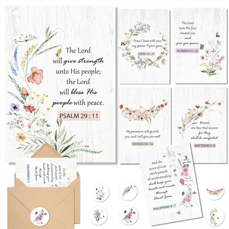 GFInYHM 24Pack Religious Sympathy Cards with Envelopes & Stickers, 6 Design Assortment Watercolor Floral Butterflies Condolence Card with Sentiments Inside, 4"x6" Boxed Sympathy Cards for Support Friends and Family - Image 1
