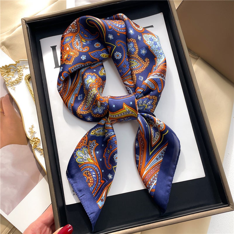 Factory wholesale scarves ladies scarf shawls 70cm Korean small square silk satin printed spring and summer sunscreen scarf  - Image 3