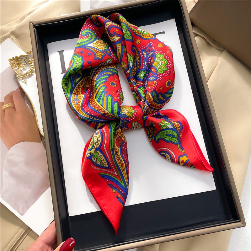 Factory wholesale scarves ladies scarf shawls 70cm Korean small square silk satin printed spring and summer sunscreen scarf  - Image 4