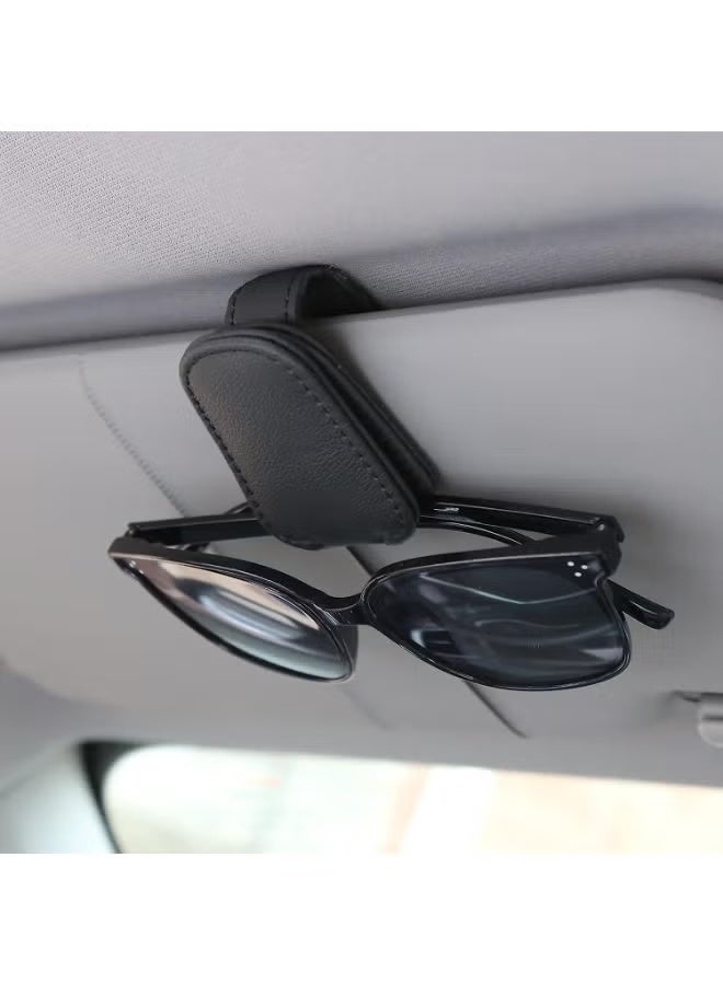 Car Sunglass Holder, Magnetic Glasses Eyeglass Hanger Clip for Car, Universal Car Sunglasses Clip Leather Holder Eyeglasses Hanger Eyeglasses Mount for Cars Accessories - Image 1