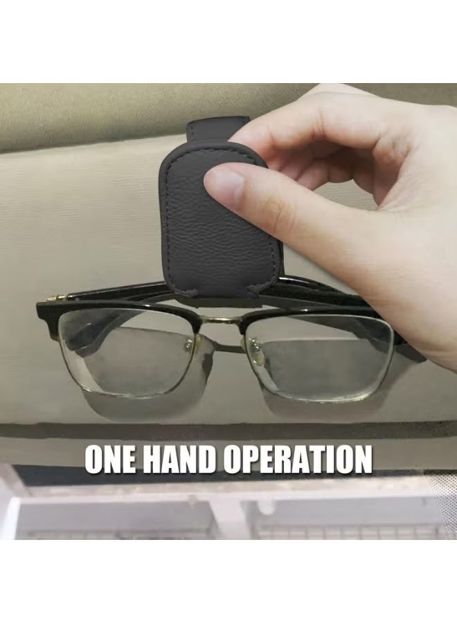 Car Sunglass Holder, Magnetic Glasses Eyeglass Hanger Clip for Car, Universal Car Sunglasses Clip Leather Holder Eyeglasses Hanger Eyeglasses Mount for Cars Accessories - Image 2