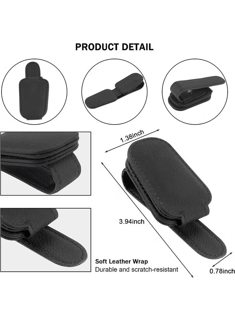 Car Sunglass Holder, Magnetic Glasses Eyeglass Hanger Clip for Car, Universal Car Sunglasses Clip Leather Holder Eyeglasses Hanger Eyeglasses Mount for Cars Accessories - Image 5