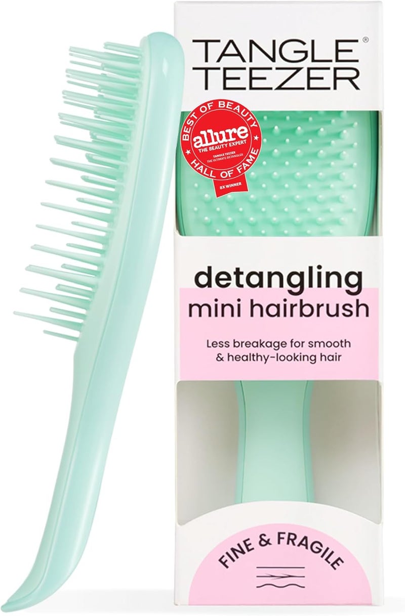 TANGLE TEEZER Mini Ultimate Detangler Fine and Fragile, For Wet and Dry Hair, Detangling Brush for Thin and Fine Hair, Optimal Brush For Kids and Travel, Jade Lagoon - Image 1