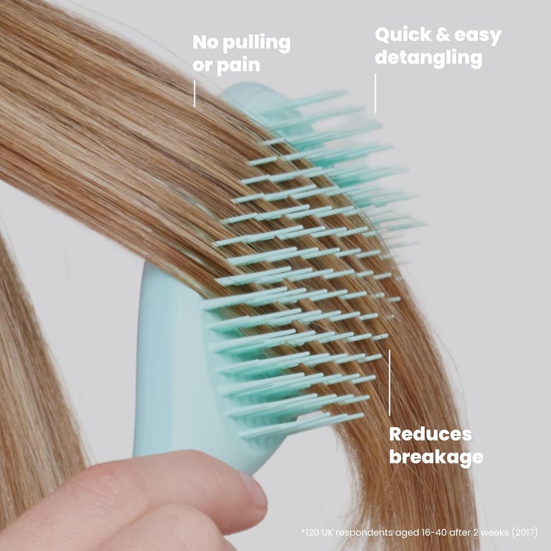 TANGLE TEEZER Mini Ultimate Detangler Fine and Fragile, For Wet and Dry Hair, Detangling Brush for Thin and Fine Hair, Optimal Brush For Kids and Travel, Jade Lagoon - Image 4