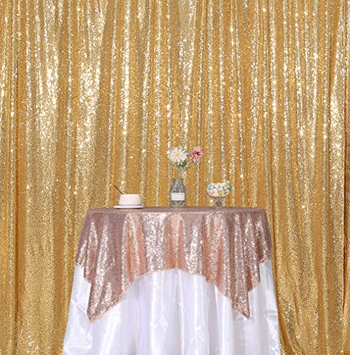 SquarePie Sequin Backdrop 10FT x 10FT Gold Curtain Background Wedding Party Decoration - Image 2