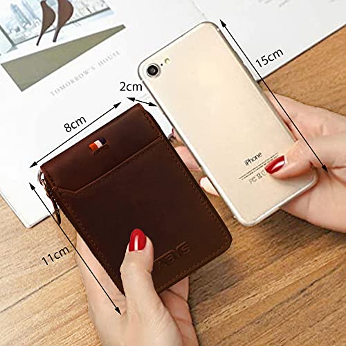 ABYS Genuine Leather Men Wallet||ATM Card Case||Money Purse||Card Holder with Zip Closure (Dark Tan) - Image 2