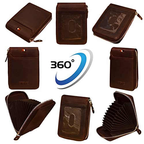 ABYS Genuine Leather Men Wallet||ATM Card Case||Money Purse||Card Holder with Zip Closure (Dark Tan) - Image 5
