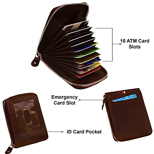 ABYS Genuine Leather Men Wallet||ATM Card Case||Money Purse||Card Holder with Zip Closure (Dark Tan) - Image 4